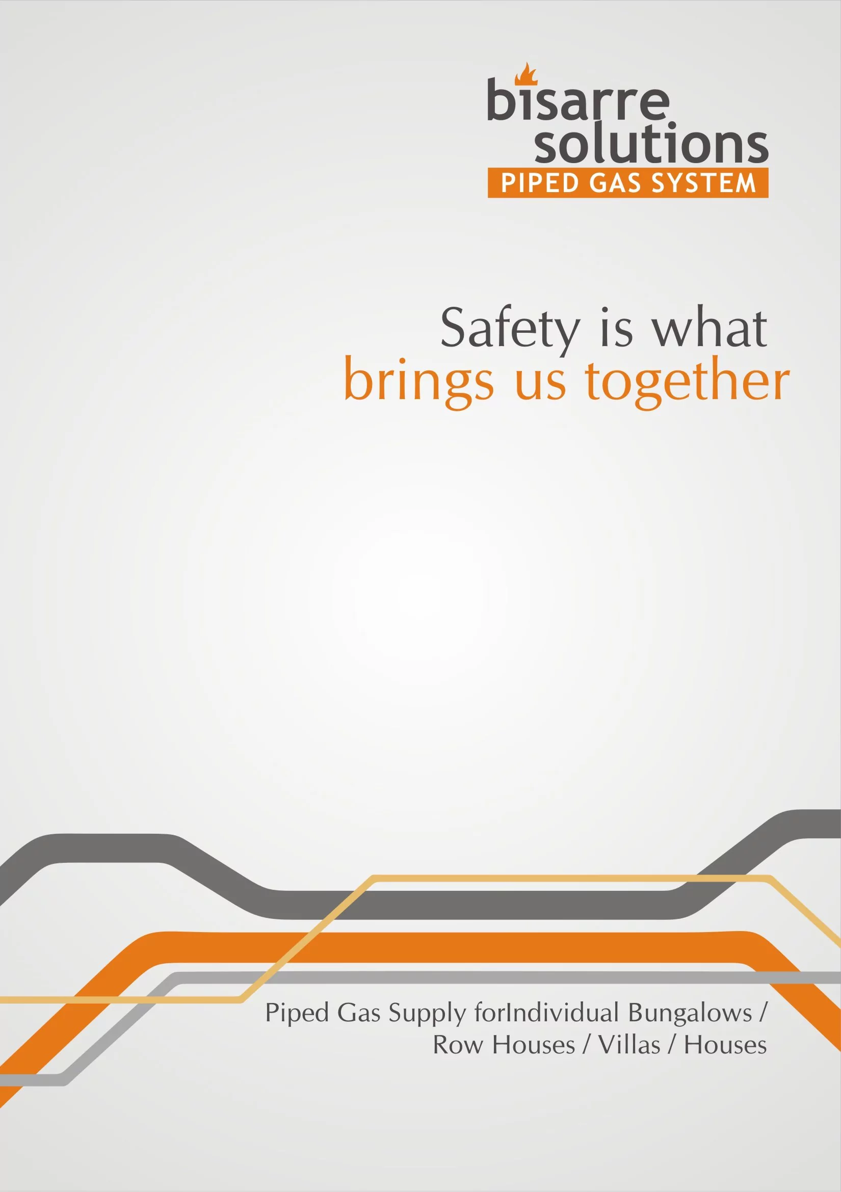Bisarre Solutions piped gas system brochure cover reading Safety is what brings us together